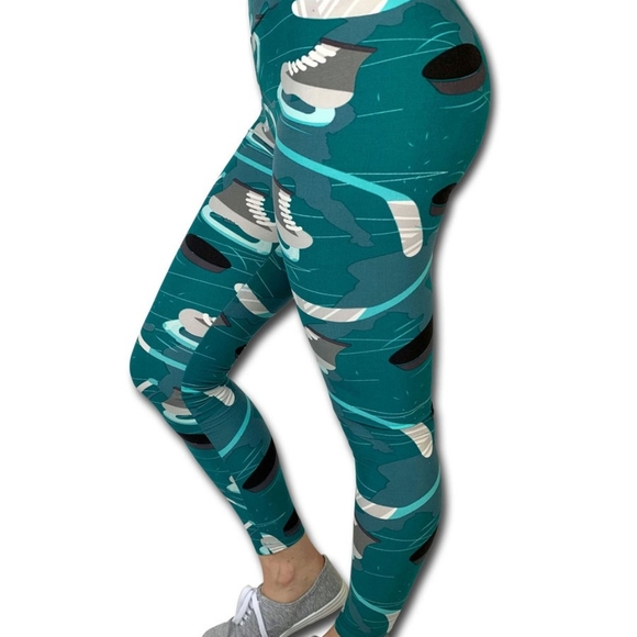 Ambrie Blue Hockey Leggings Size Curvy - Picture 2 of 8